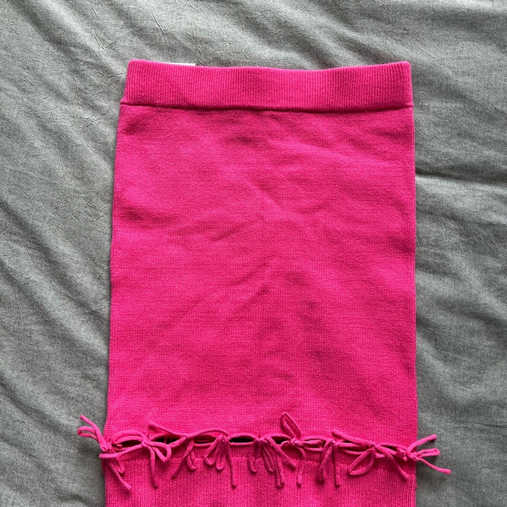 House of Sunny Fuchsia Fringe Pencil Skirt